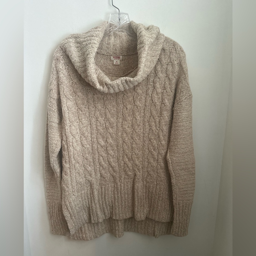 Mossimo Supply Co. Beige Cable Knit Turtleneck Sweater